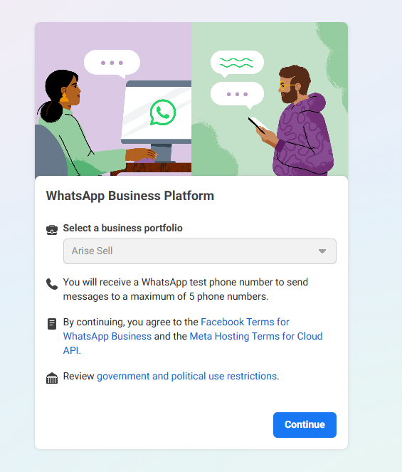 Figure 8: Connect WhatsApp Business Platform to your portfolio.