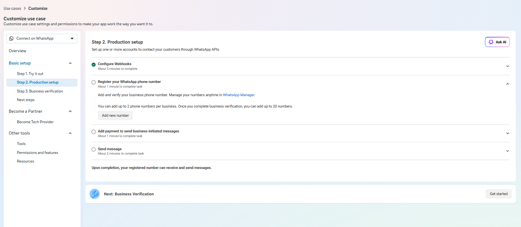 Figure 11: Webhook verified successfully with green checkmark.