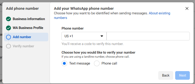 Figure 14: Enter Phone Number and select verification method (SMS / Call).