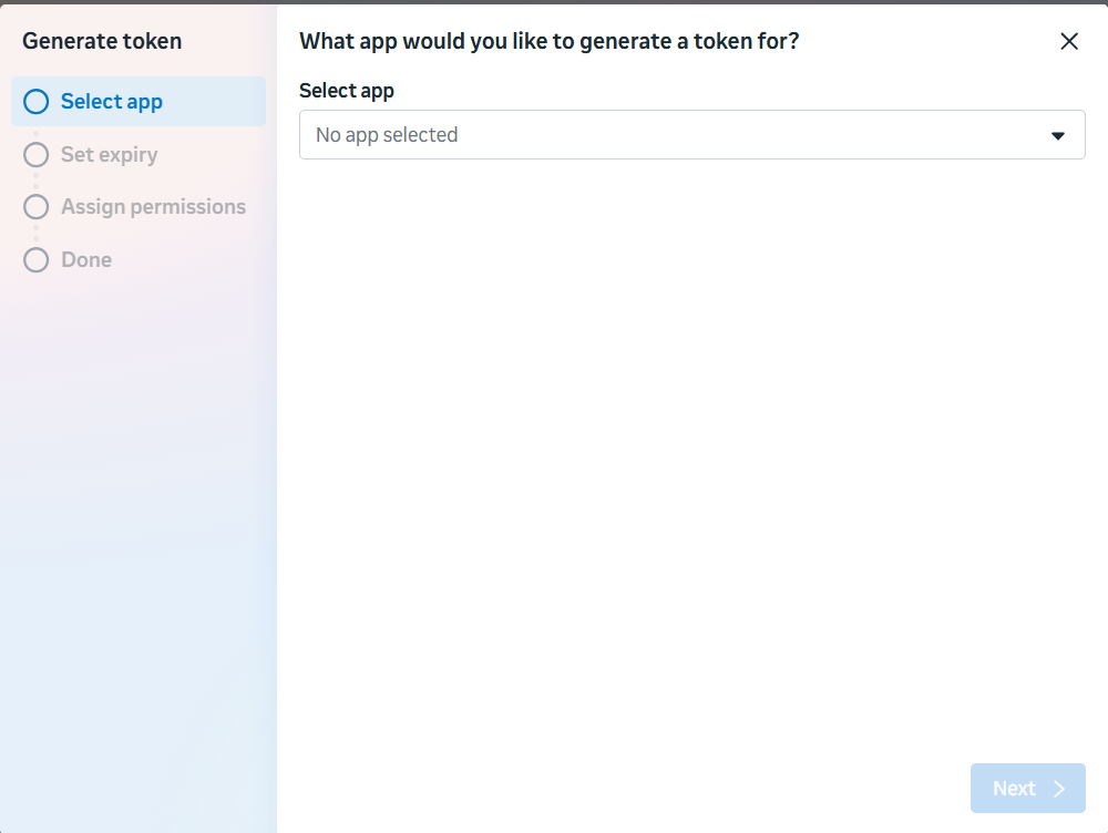 Figure 20: Select WhatsApp App for token generation.