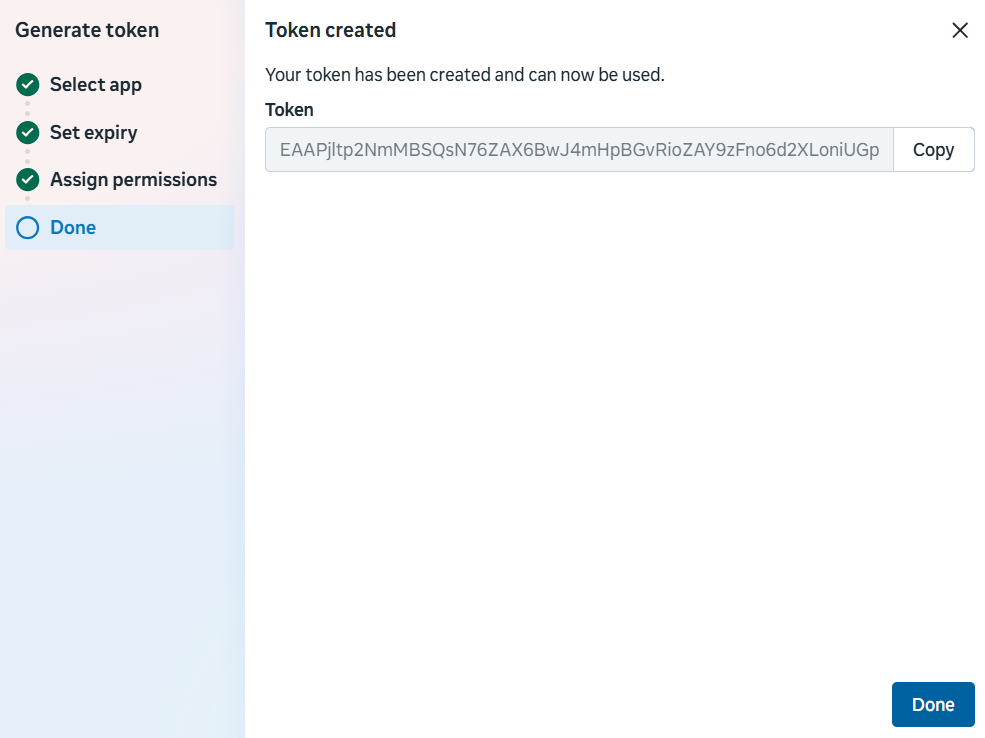 Figure 23: Copy your permanent production access token.